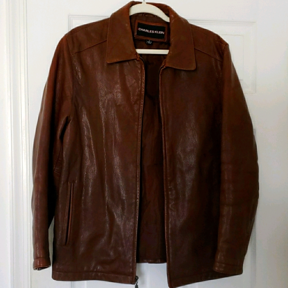 Charles Klein Men's Medium Brown Leather Jacket